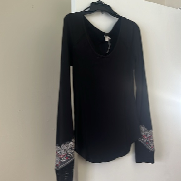 Free people dark brown Henley top size L - Picture 4 of 4